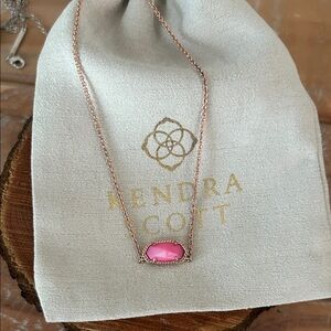 Kendra Scott Rose Gold Necklace with Pink Stone